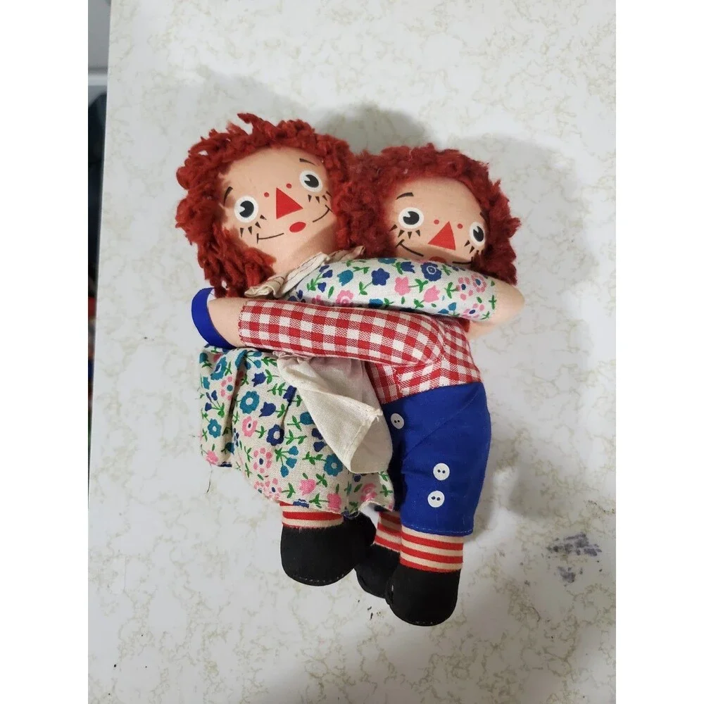 Vintage Knickerbocker Raggedy Ann and Andy Hugging Doll Plush Cloth